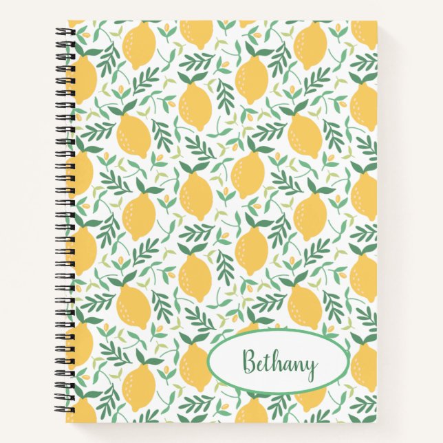 Cuaderno Lemon y hojas Cute Fruit Journal Notebook (Anverso)
