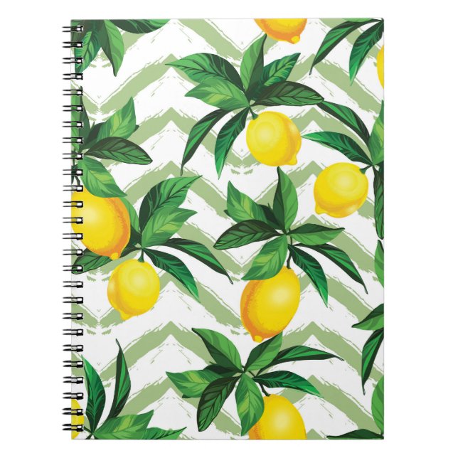 Cuaderno Lemon zigzag: patrón pintado a mano. (Frente)