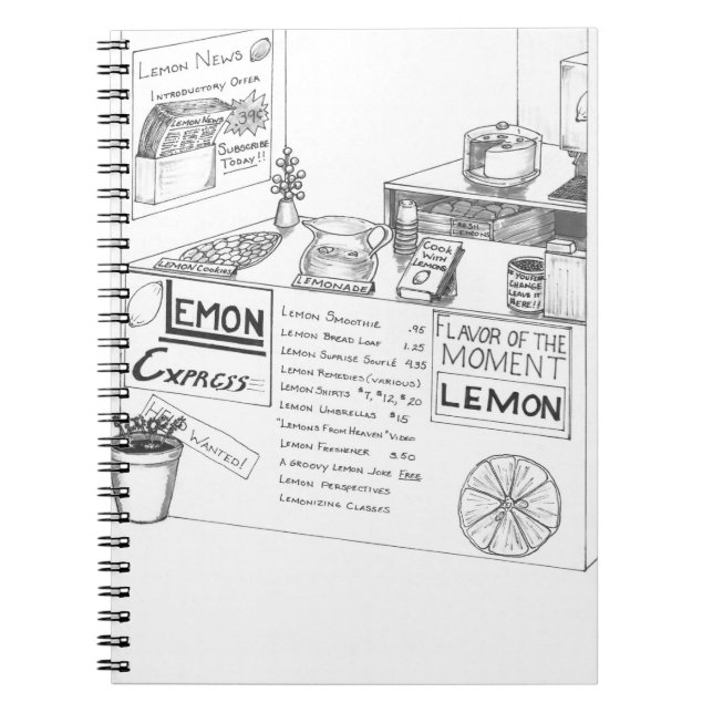 Cuaderno Lemonade Stand Business con muchas variedades Lemo (Frente)
