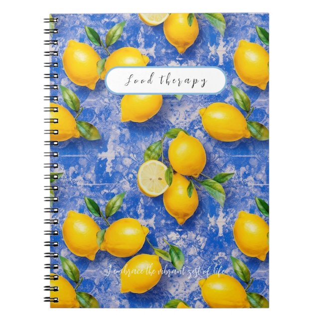 Cuaderno Lemones bailando en azulejos azules de la antigüed (Frente)