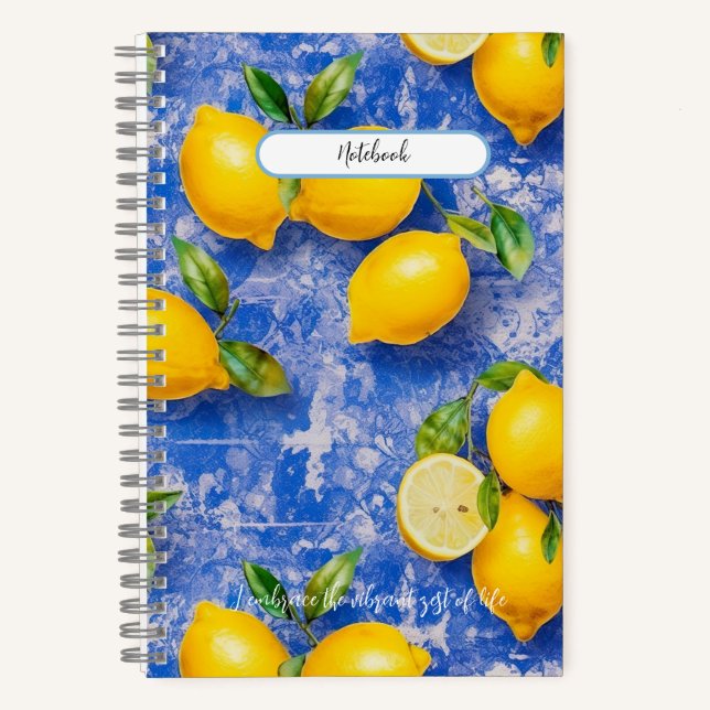 Cuaderno Lemones bailando en azulejos azules de la antigüed (Anverso)