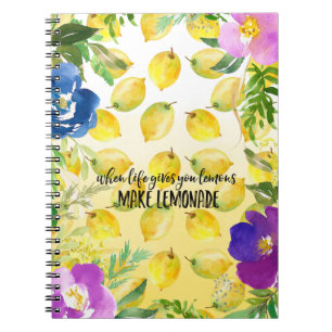 Cuaderno Lemones Color de agua rosa oscuro inspirador