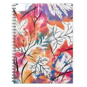 Cuaderno Lemones dibujados a mano, patrón de hojas azules.