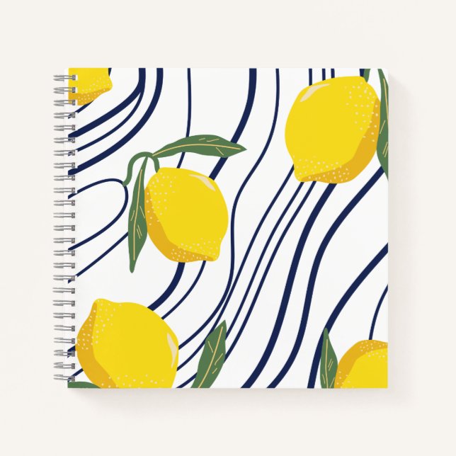 Cuaderno Lemones en Fiesta de verano curvado azul  (Anverso)