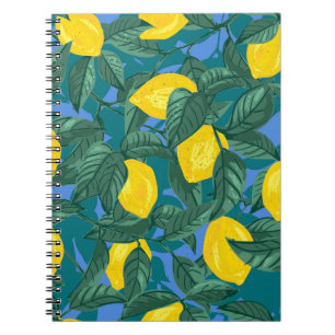 Cuaderno Lemones, hojas: patrón cítrico tropical.