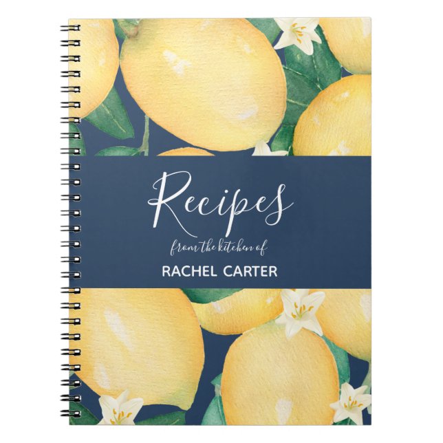 Cuaderno Lemones Sobre Recetas Personalizadas Del Azul De L (Frente)