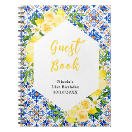 Cuaderno Lemons Foliage Birthday Mediterranean Guest Book