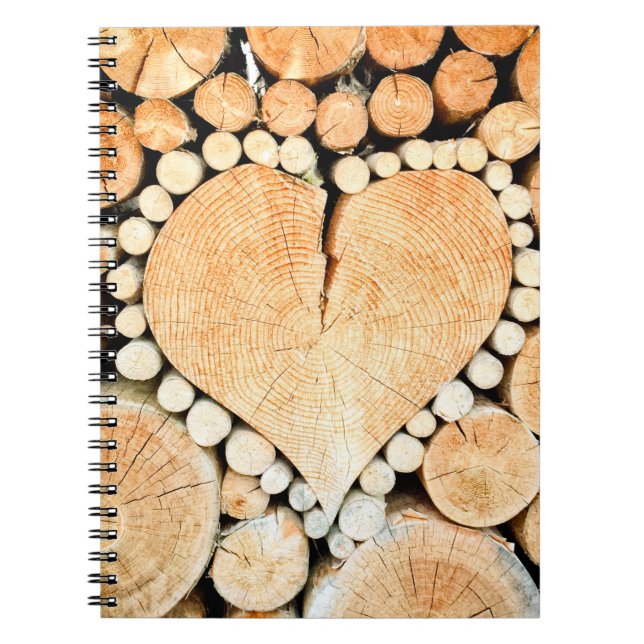 Cuaderno Leña de troncos de madera para el corazón leña (Frente)
