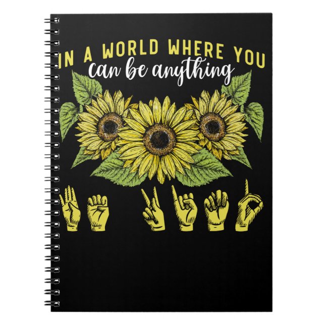 Cuaderno Lengua Rótulo girasol sordo ser amable (Frente)