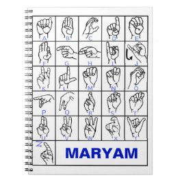 Cuaderno Lenguaje de señas estadounidense, Alfabeto de ASL