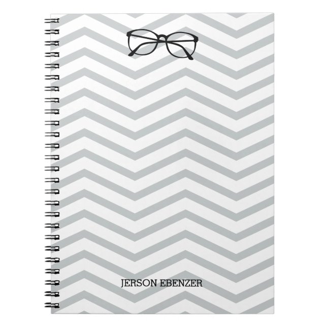 Cuaderno Lente Nerdy que lee Chevron masculino (Frente)