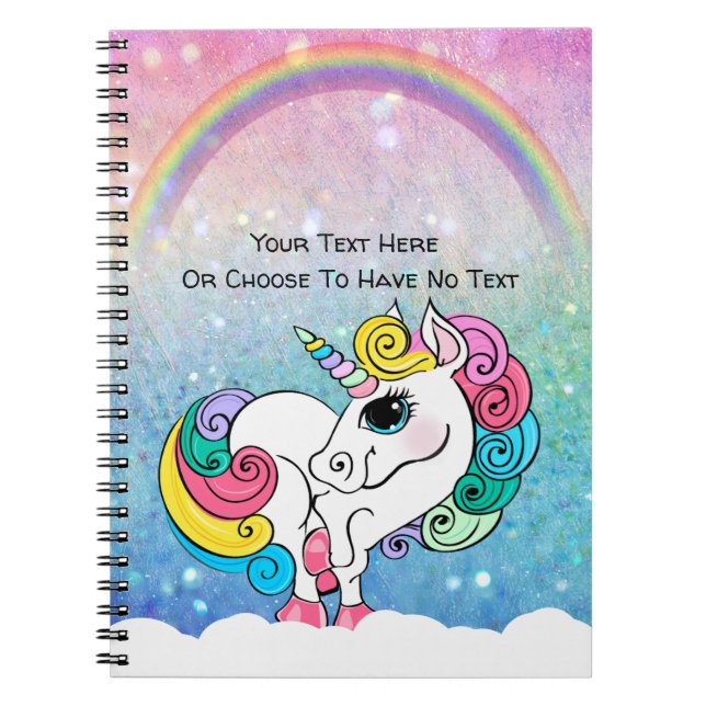 Cuaderno Lentejuelas blancas del purpurina del arco iris (Frente)