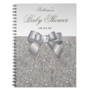 Cuaderno Lentejuelas de plata y arco del Guestbook de Baby