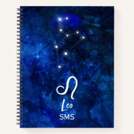 Cuaderno Leo Zodiac Constellation Dark Blue Galaxy Monogram