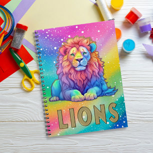 Cuaderno León acuático con brillo falso y oro