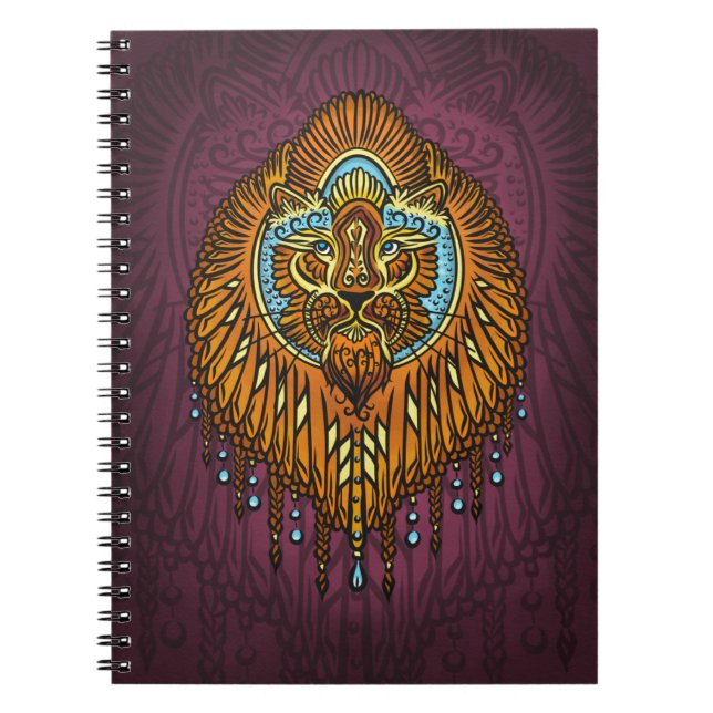 Cuaderno León de espíritu real | Ornate Tribal Mandala Roar (Frente)