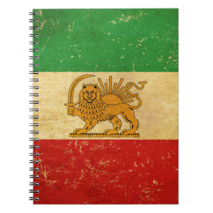 Cuaderno León de la bandera de Irán y Shah del sol del bloc