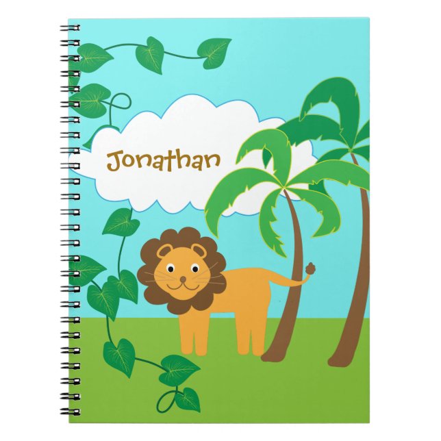 Cuaderno León en selva con las palmeras personalizadas (Frente)