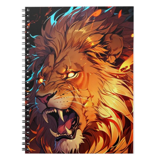 Cuaderno León feroz con elementos vivos de la naturaleza y  (Frente)