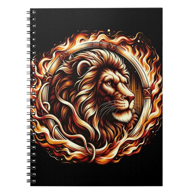 Cuaderno León Flamígero en Anillo de Llamas de Fuego Astrol (Frente)