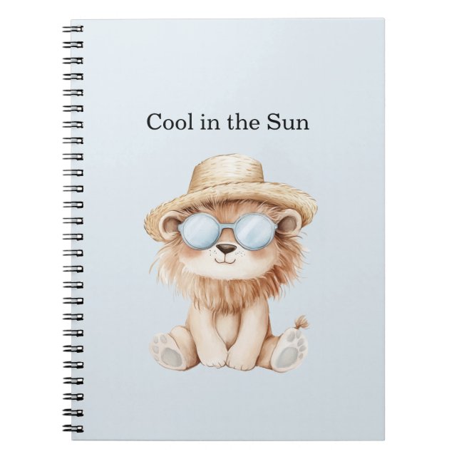 Cuaderno León genial con gafas de sol sombrero en la playa  (Frente)