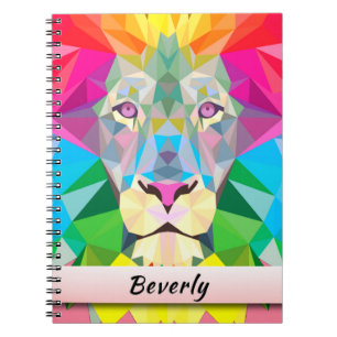 Cuaderno León geométrico colorido PERSONALIZADO
