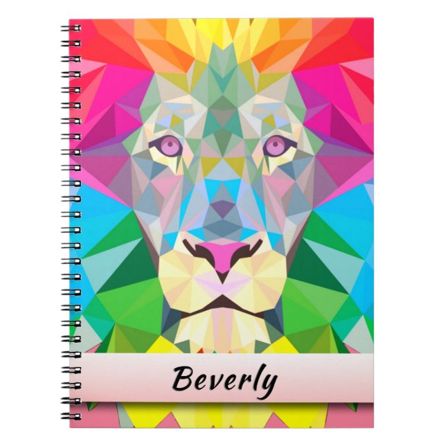 Cuaderno León geométrico colorido PERSONALIZADO (Frente)