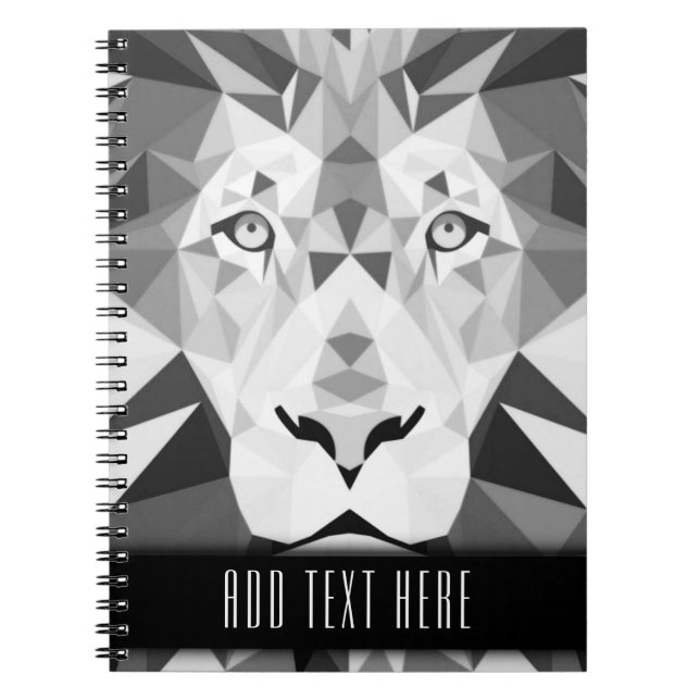 Cuaderno León geométrico plateado con texto Personalizado (Frente)