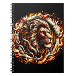 Cuaderno León llameante en anillo de llamas de fuego astrol