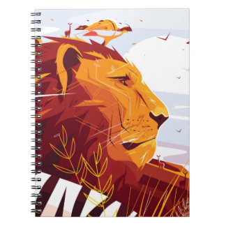 Cuaderno León majestuoso en safari Rey de bestias mentiendo