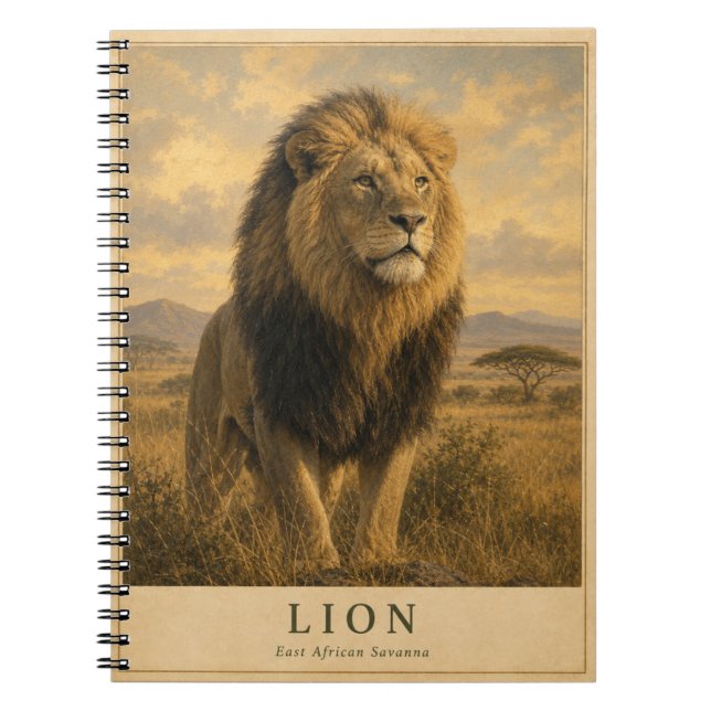 Cuaderno León sabana de África Oriental VINTAGE (Frente)