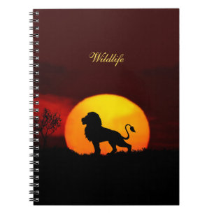 Cuaderno León silvestre, amanecer y caligrafía en una jungl