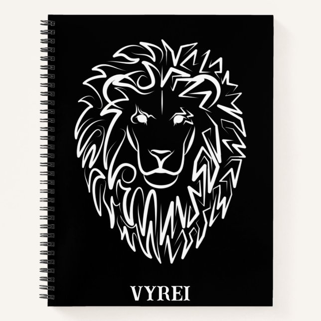 Cuaderno León tribal blanco y negro (Anverso)