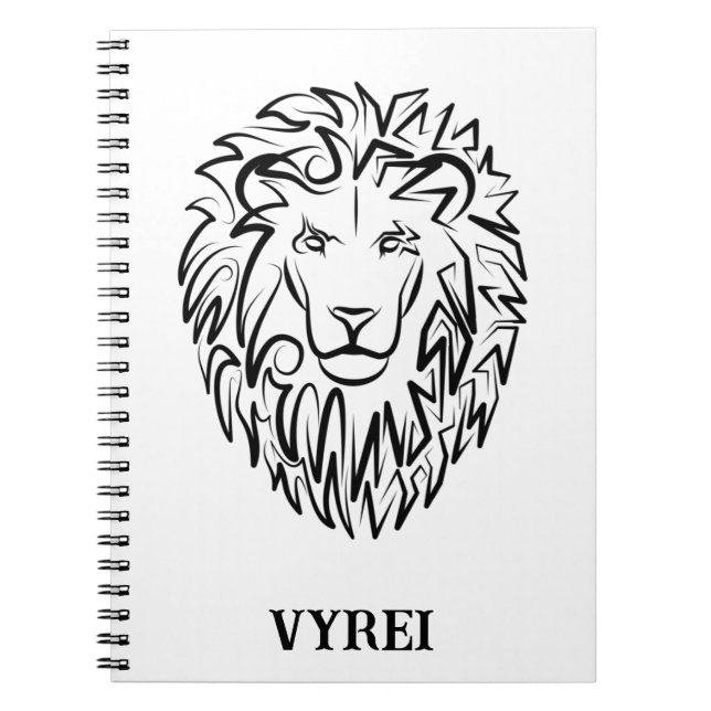 Cuaderno León tribal blanco y negro (Frente)