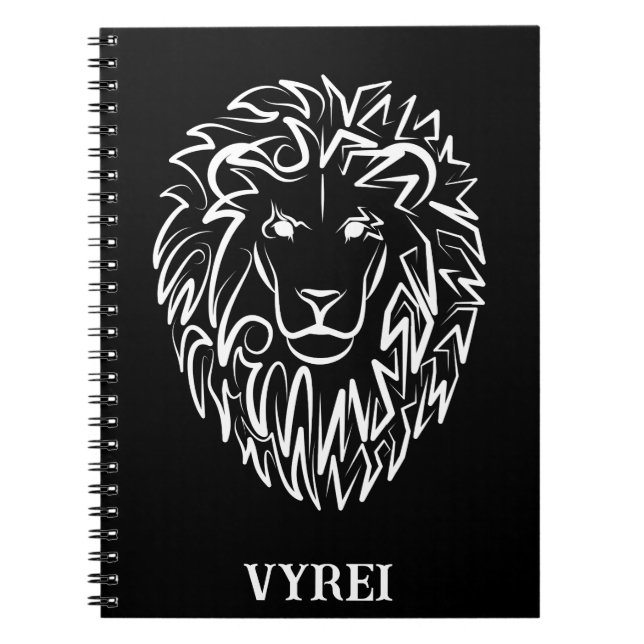 Cuaderno León tribal blanco y negro (Frente)