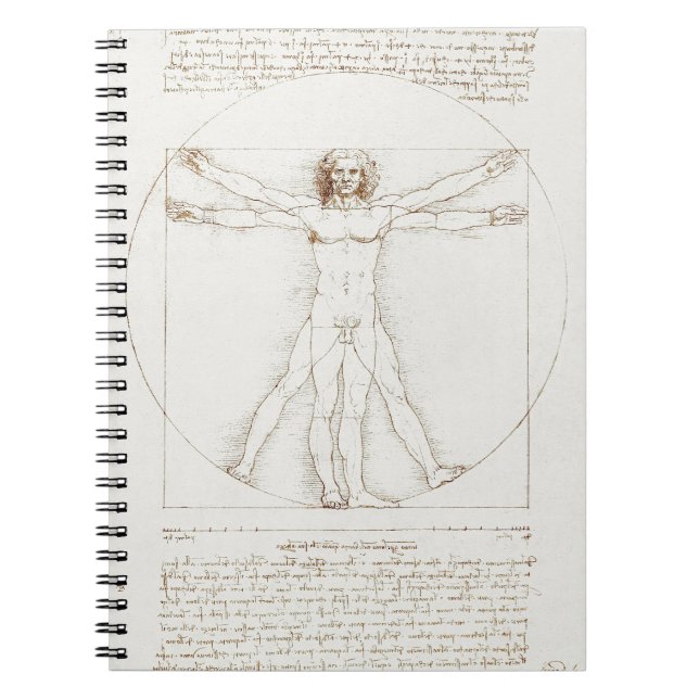 Cuaderno Leonardo da Vinci Hombre de Vitruvio Arte Antiguo  (Frente)