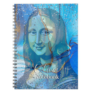 Cuaderno Leonardo Da Vinci Marble Blue Gradient Mona Lisa