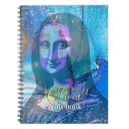 Cuaderno Leonardo Da Vinci Marble Blue Gradient Mona Lisa