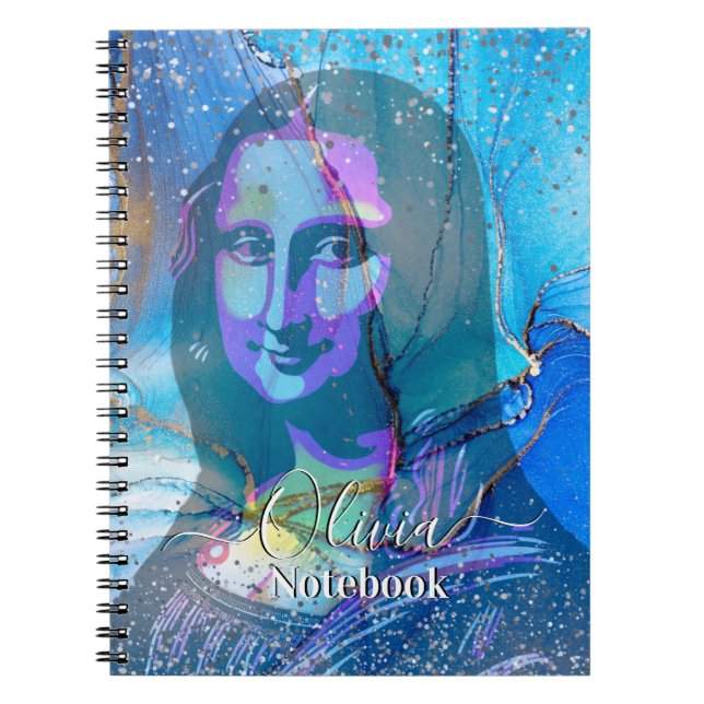 Cuaderno Leonardo Da Vinci Marble Blue Gradient Mona Lisa  (Frente)