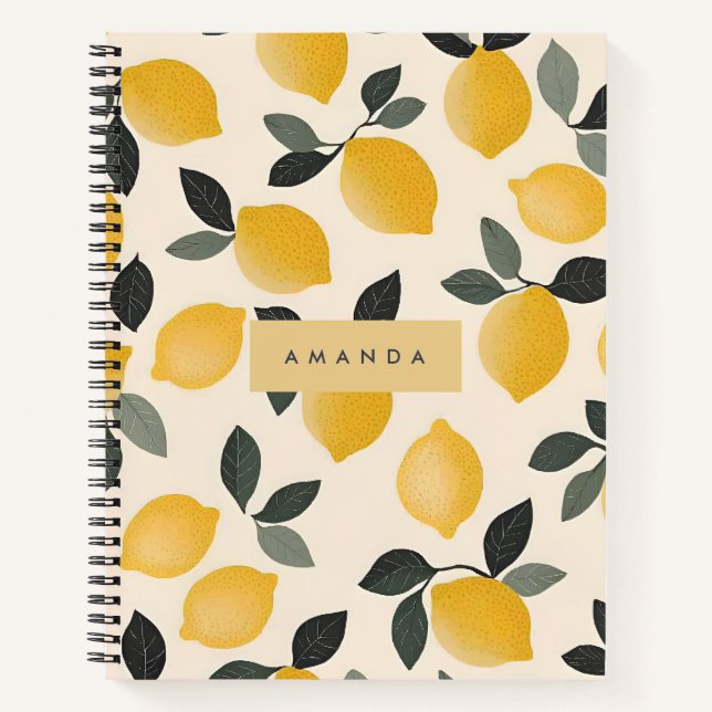 Cuaderno Leones de época personalizadas con hojas verdes (Anverso)