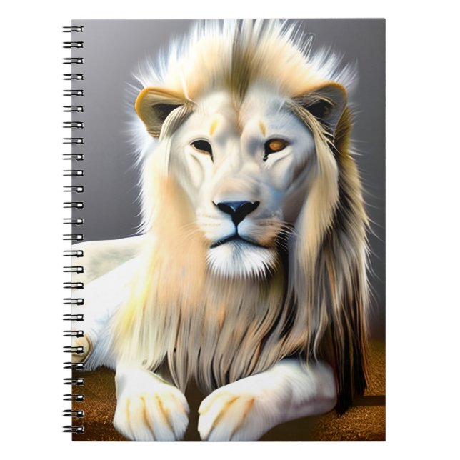 Cuaderno Leones Majestuosos Blancos Eéreos (Frente)