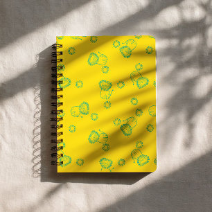 Cuaderno Leones y Sol Kawaii Azul – Patrón Adorable