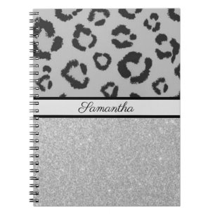 Cuaderno Leopard Animal Print Cheetah Purpurina Silver