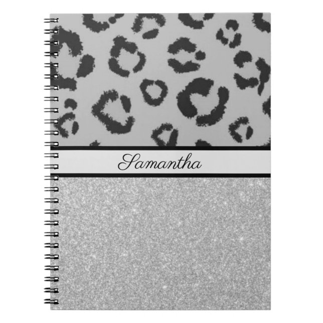 Cuaderno Leopard Animal Print Cheetah Purpurina Silver (Frente)