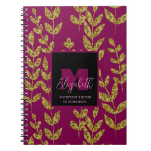 Cuaderno Leopard Botanic Wine Pink Monograma Personalizado
