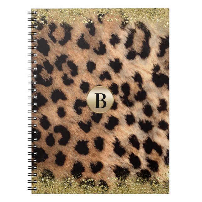 Cuaderno Leopard Cheetah Animal Print Gold Purpurina modern (Frente)