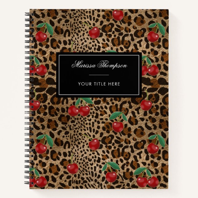 Cuaderno Leopard Cheetah Animal Print Red Cherry Pattern (Anverso)