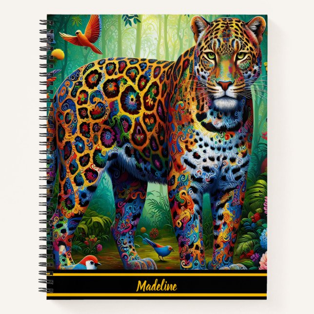 Cuaderno Leopard Gaze: Majestad tropical en movimiento (Anverso)