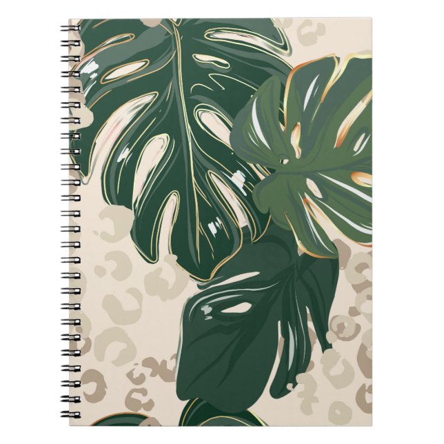 Cuaderno Leopard Monstera: Vintage de la jungla. (Frente)