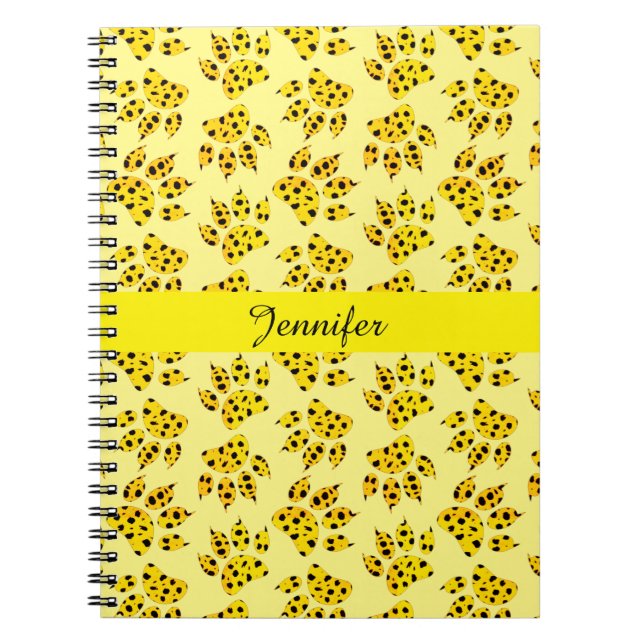 Cuaderno Leopard Paw Imprimir patrón Añadir nombre (Frente)